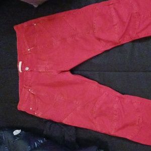 Pierre Balmain Mens 36 Moto Skinny Red Vintage Paneled Ribbed Zipper Fly Jeans